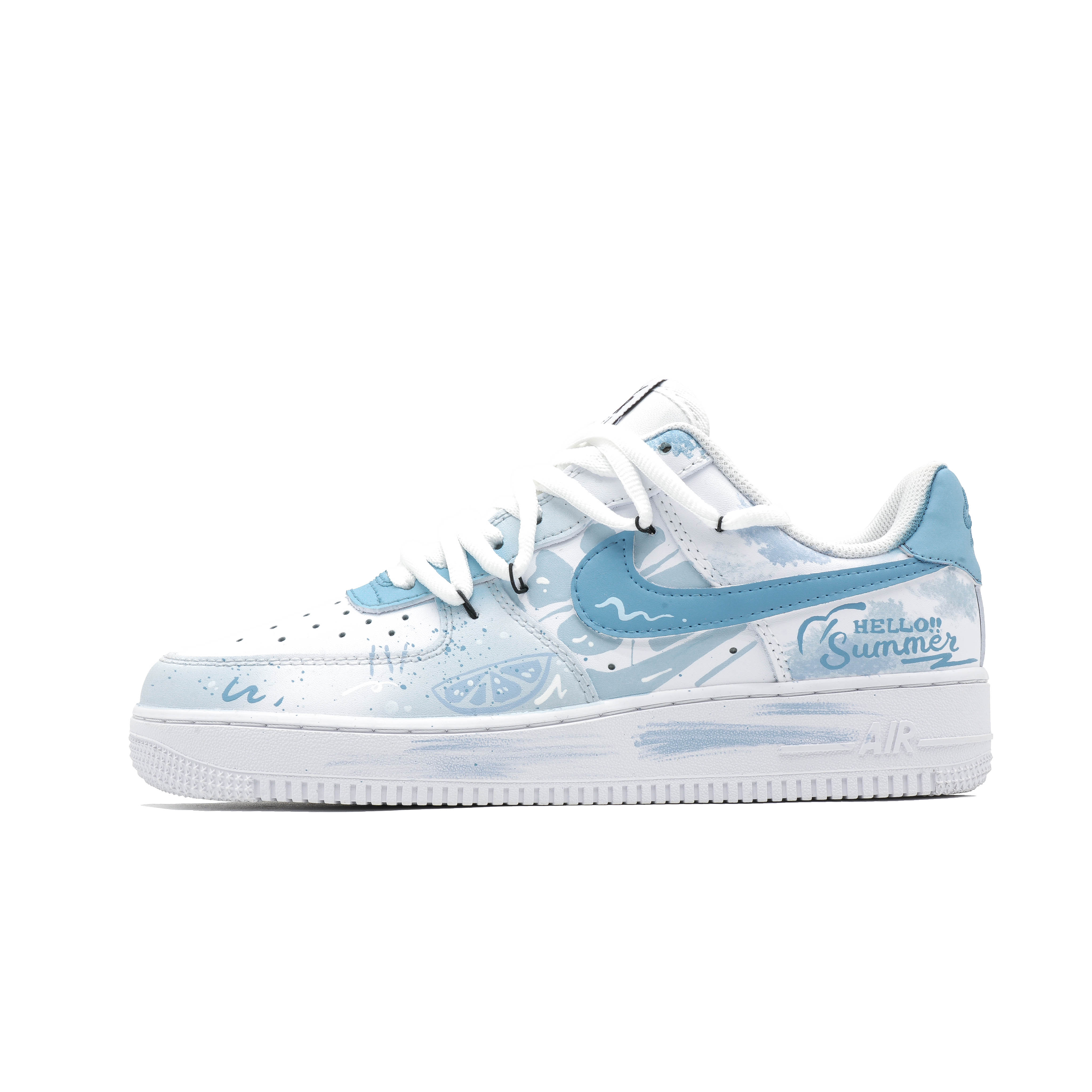 

Nike Кроссовки Air Force 1 Lime Summer с низкой амортизацией и износостойкостью для скейтбординга, мужские, светло-синие