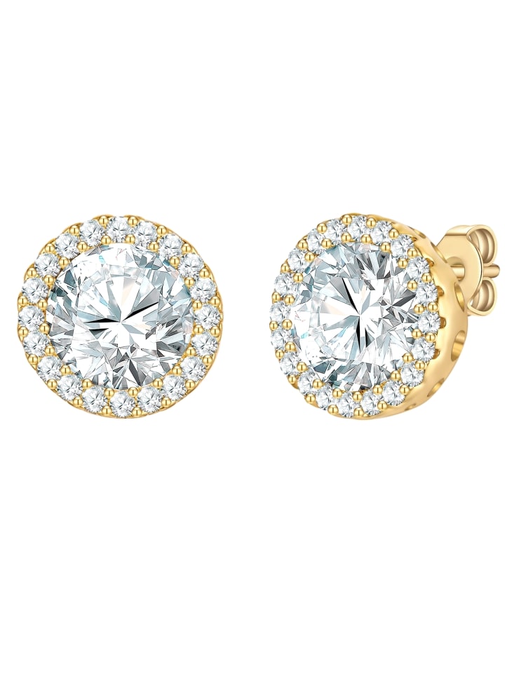 

Yokoamii Латунные серьги с кубическим цирконием в оправе из желтого золота