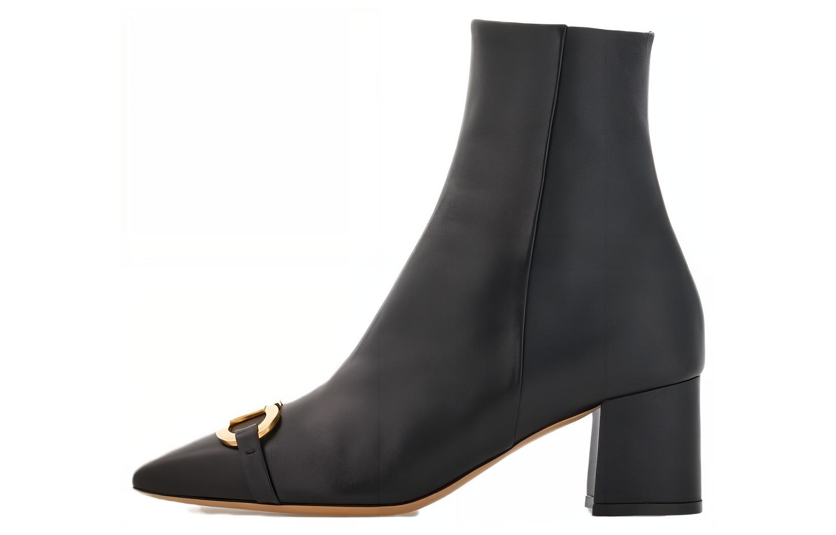 Кожаные ботильоны с пряжкой Gancini, 60 мм Ferragamo, Black