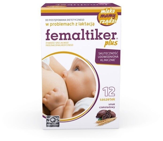 

Femaltiker Plus Czekoladowy пакетики для поддержки лактации, 12 шт.