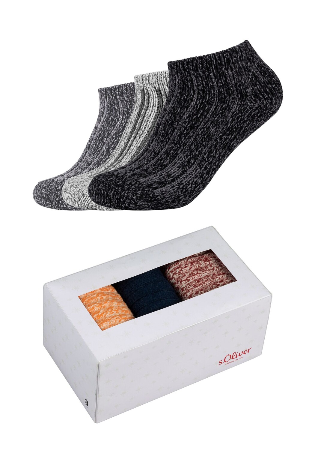 

Носки s.Oliver Sneakerbox 3 шт warm & cozy, цвет anthracite melange