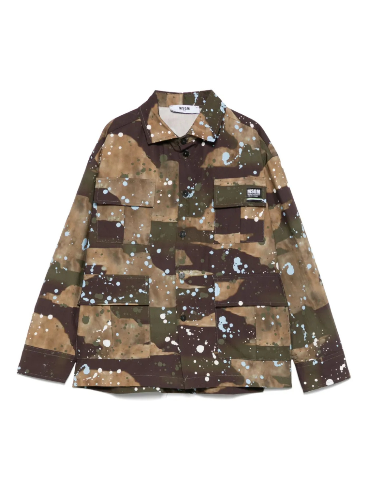 

MSGM Kids рубашка с камуфляжным принтом, зеленый