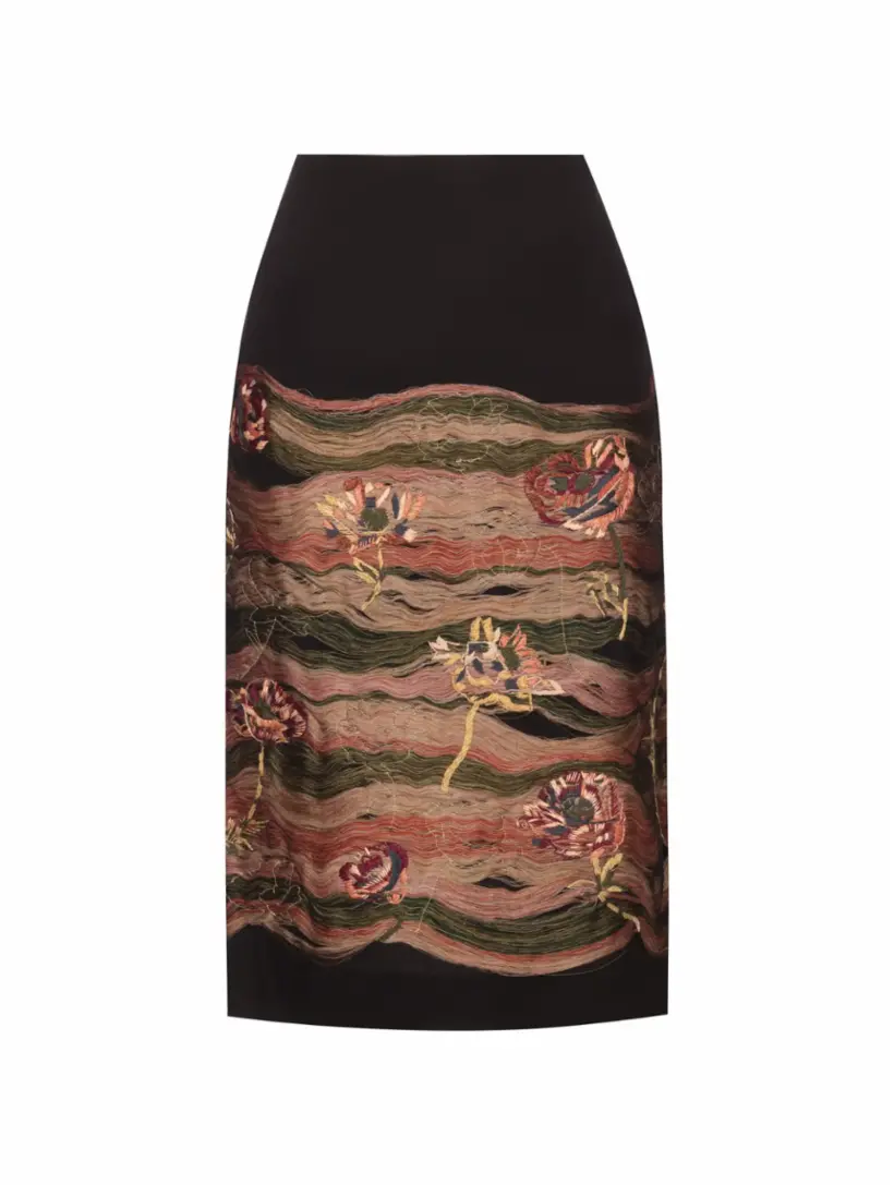 

Юбка миди с вышивкой Dries Van Noten, мультиколор