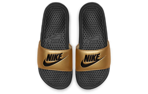 Тапочки jdi benassi slides 'black metallic gold' Nike, черный — фото 3