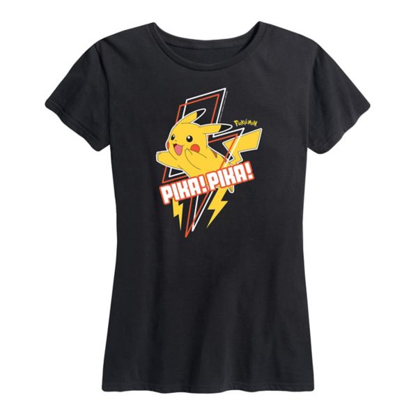 

Женская футболка с принтом "Пика-пика" Pokemon Licensed Character, черный