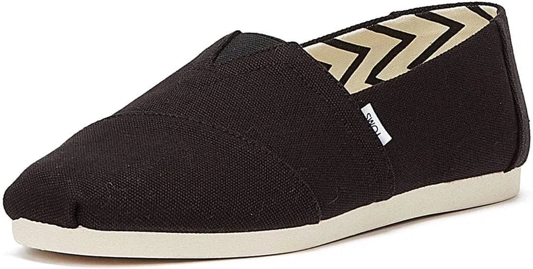 Мужские плоские тапочки TOMS Alpargata из переработанного хлопка, черно-белые