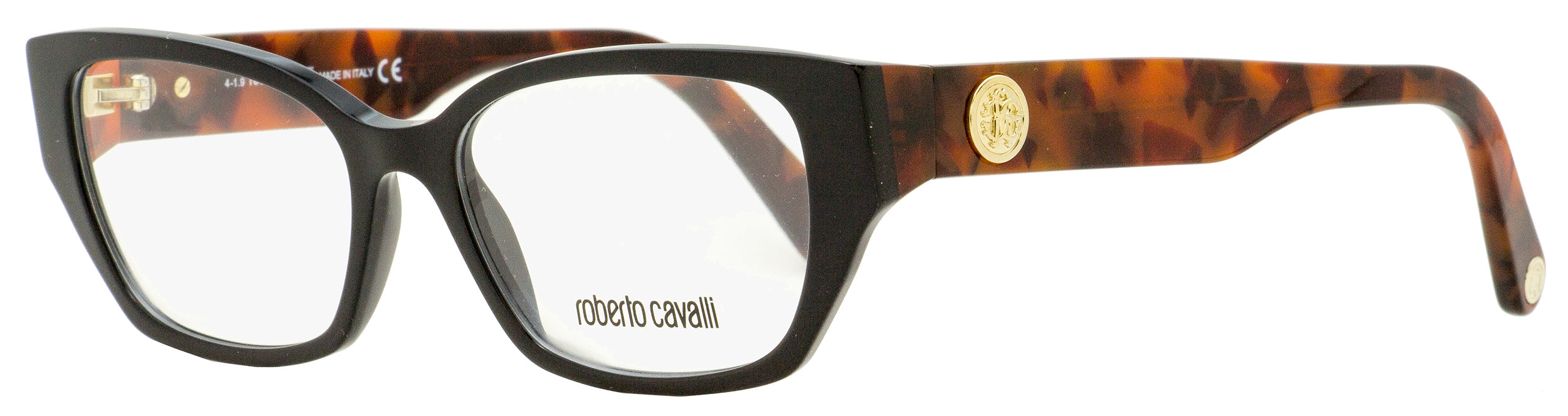 

Женские прямоугольные очки Roberto Cavalli RC5101 005 черные/гаванские 52 мм