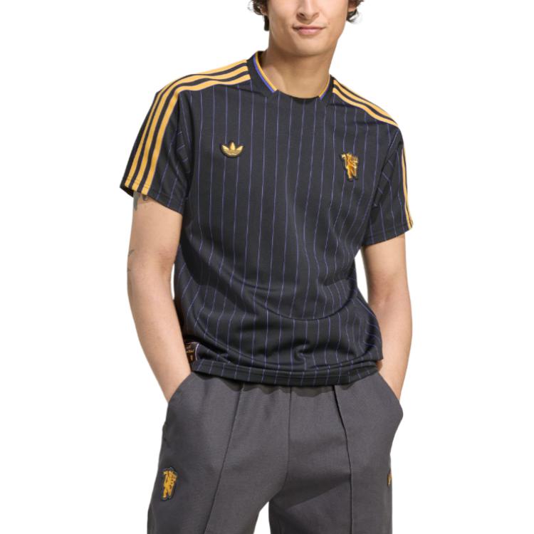 Футболка с полосками и логотипом Three stripe Adidas, черный — фото 3