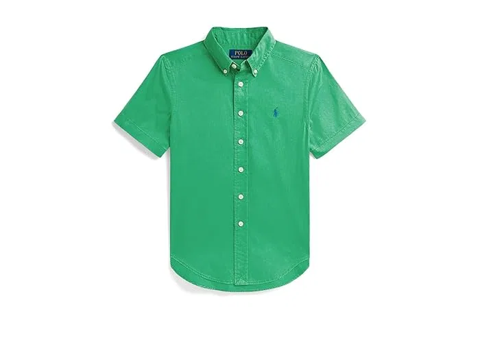 Рубашка хлопковая Cotton Twill Short Sleeve Shirt Polo Ralph Lauren Kids, Summer Emerald