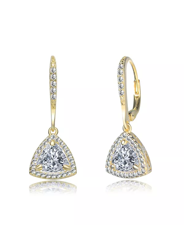 

Серьги-Подвески из стерлингового серебра с круглыми и треугольными кубическими цирконами Genevive, gold