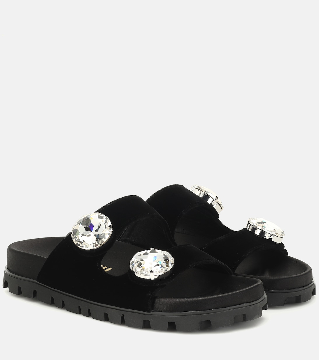 Босоножки из бархата с декором Miu Miu, Nero