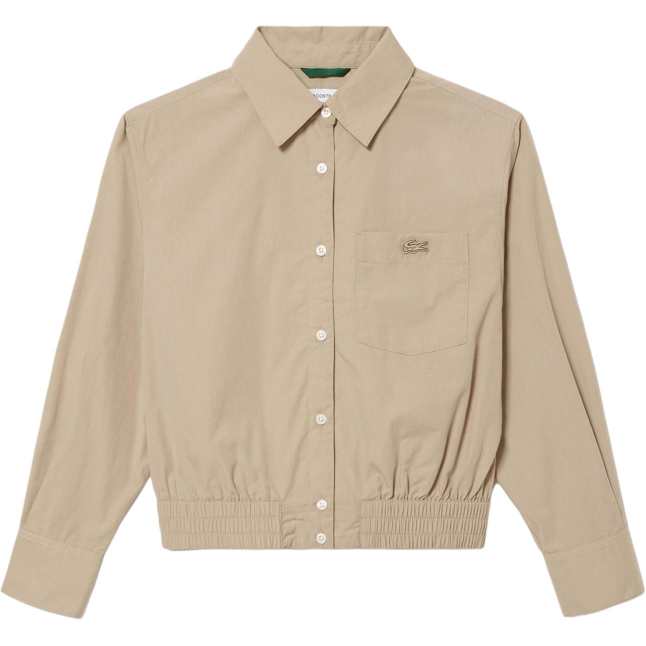 Рубашка женская LACOSTE Moderate LACEL, с лацканом, кремовая — фото 3