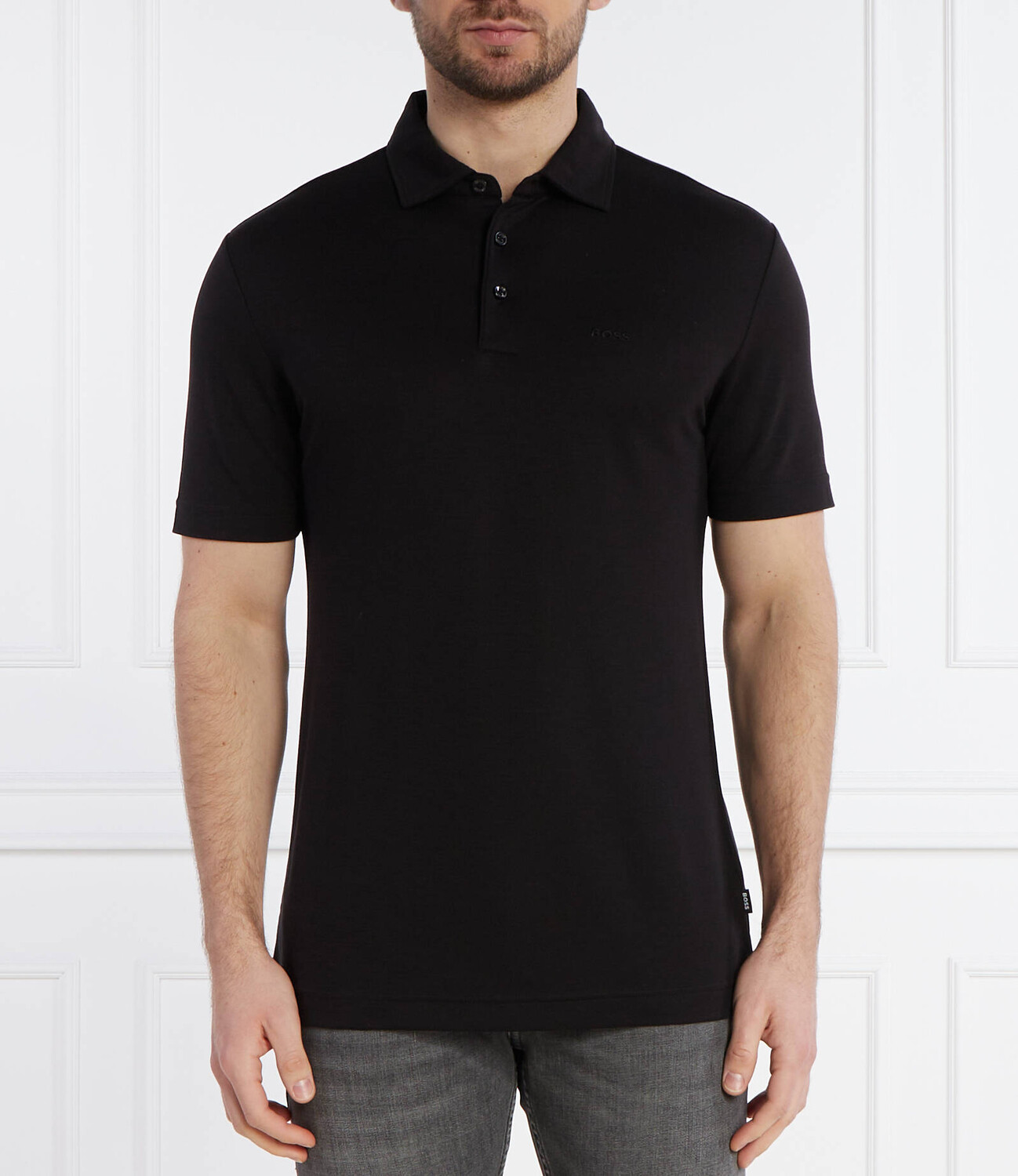 

Поло BOSS BLACK Press Regular Fit, черный