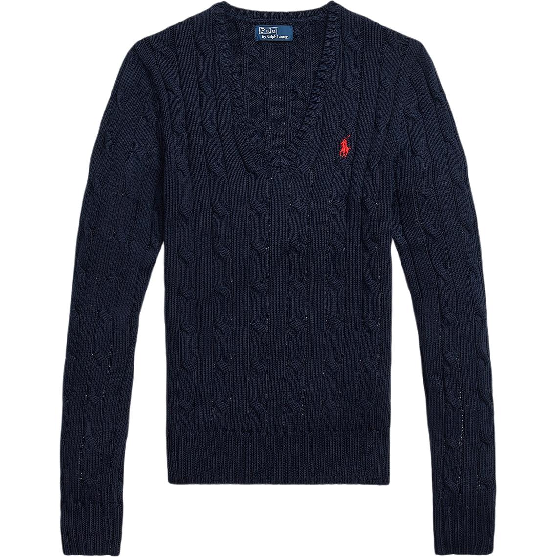 

Вязаный свитер с V-образным вырезом Polo Ralph Lauren, темно-синий