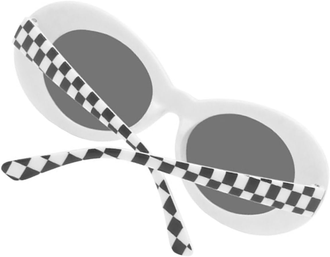 

Овальные солнцезащитные очки для женщин и мужчин, ретро-оправа в белую клетку, летние очки с защитой от УФ-излучения для пляжа, вечеринок и тренировок FINISPERSOO, Multi