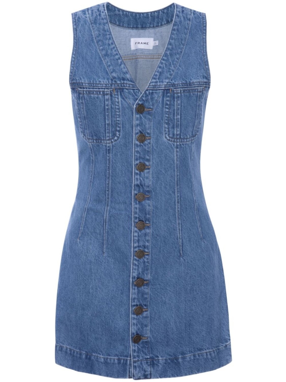 

Платье мини Sleeveless Trucker из денима FRAME, синий