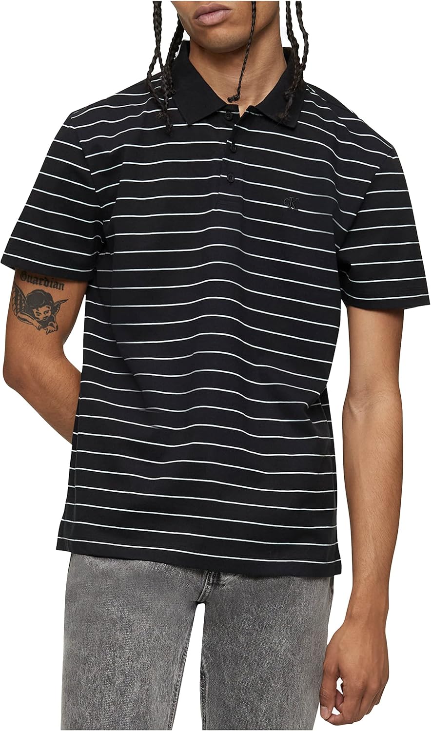 

Мужская рубашка-поло Calvin Klein из гладкого хлопка с полосатым логотипом-монограммой, Black Beauty, Черный, Мужская рубашка-поло Calvin Klein из гладкого хлопка с полосатым логотипом-монограммой, Black Beauty