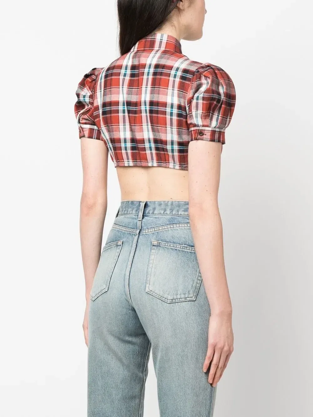 Рубашка в клетку с рукавами-фонариками Dsquared2, красный — фото 4