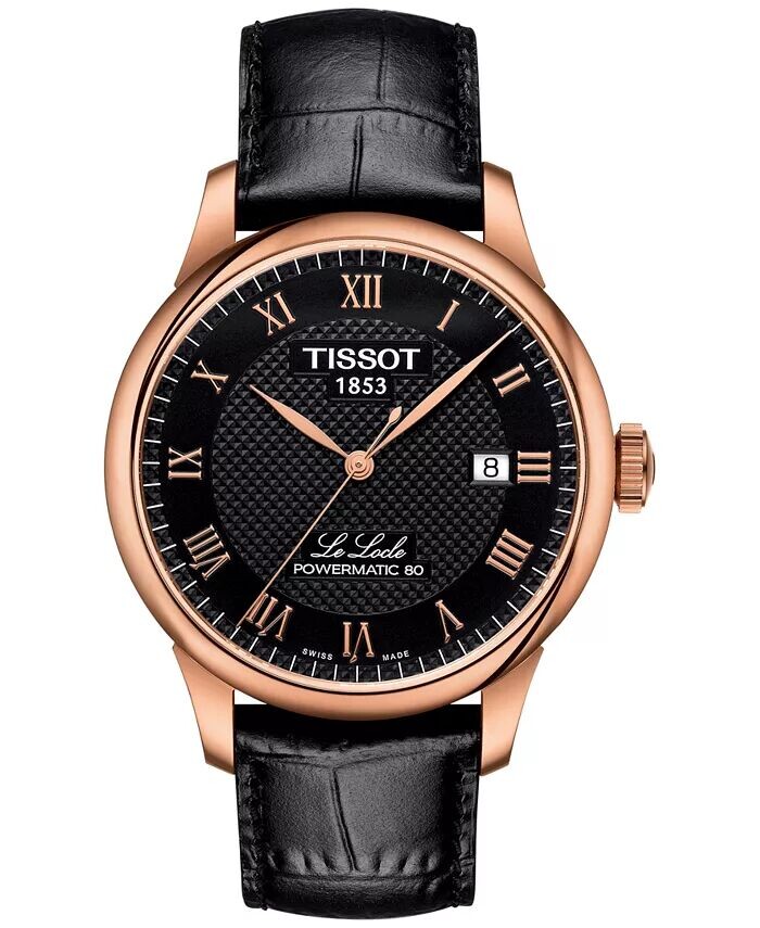 

Мужские швейцарские часы Le Locle с черным кожаным ремешком, 40 мм Tissot