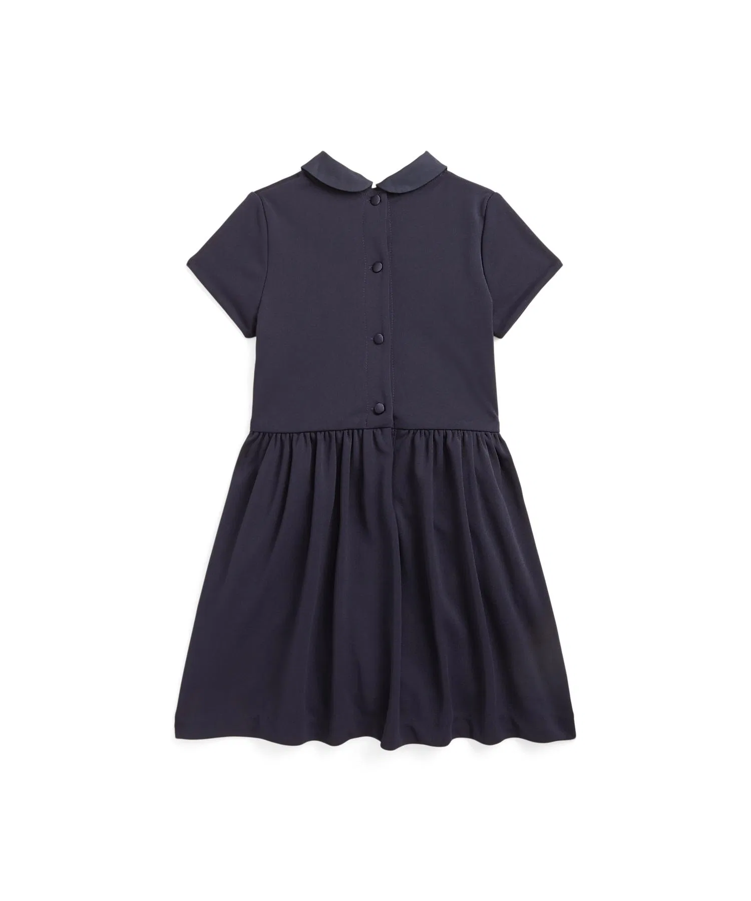 Детское платье POLO RALPH LAUREN CHILDRENSWEAR из полиэстера с вышивкой и воротником тёмно-синего цвета — фото 2