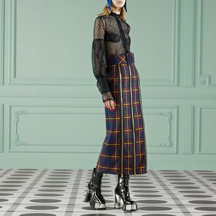 GUCCI Женская повседневная длинная юбка, цвет Blue — фото 4