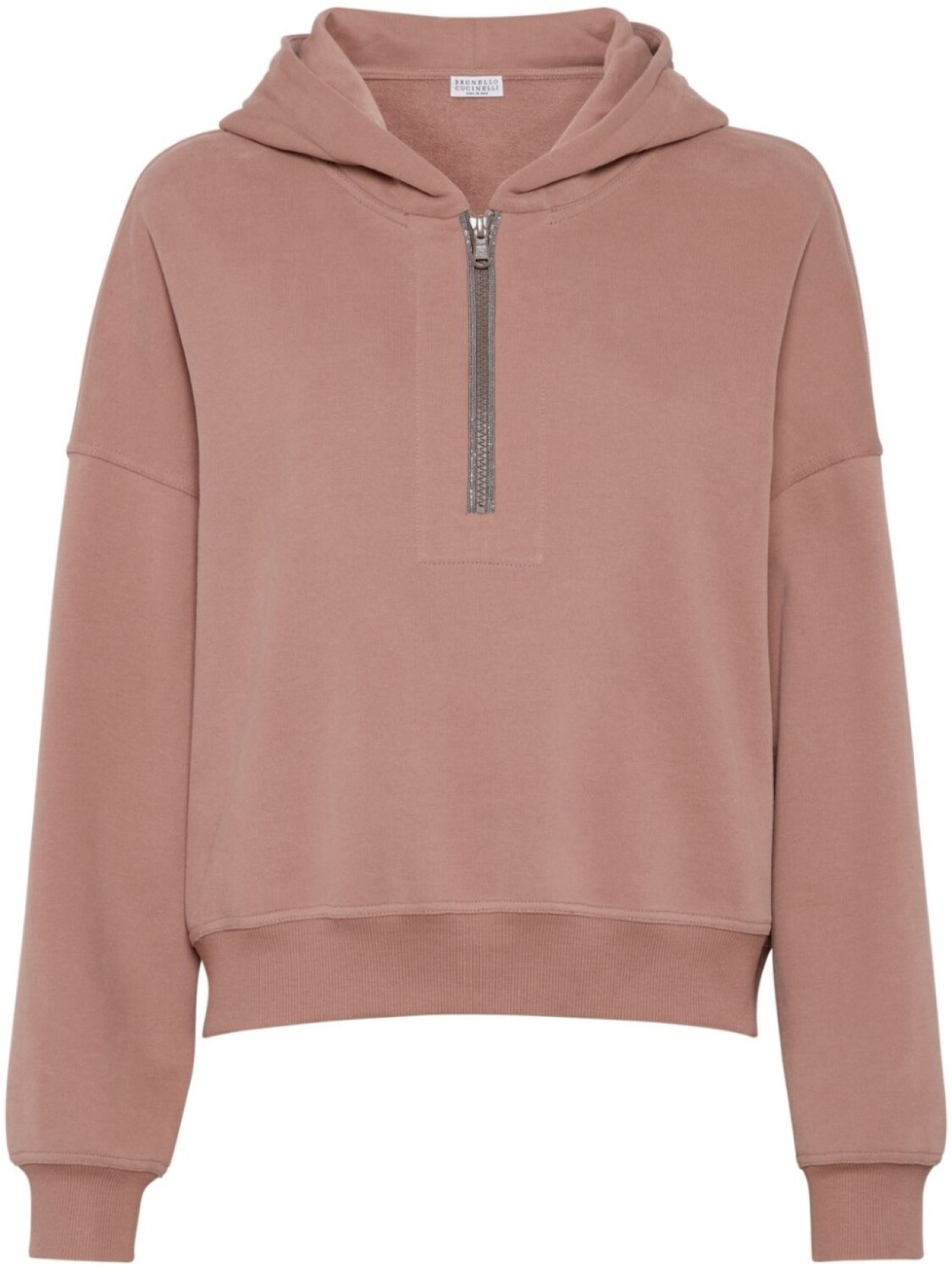 

Brunello Cucinelli худи на молнии с декором Monili, розовый