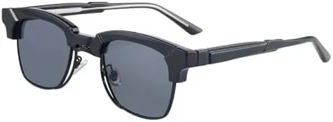 

Женские солнцезащитные очки Fashion Square 2027 в ретро-стиле с прозрачными линзами и полуметаллической оправой. Мужские очки в стиле ретро MTZJH, Glossy Black Gray