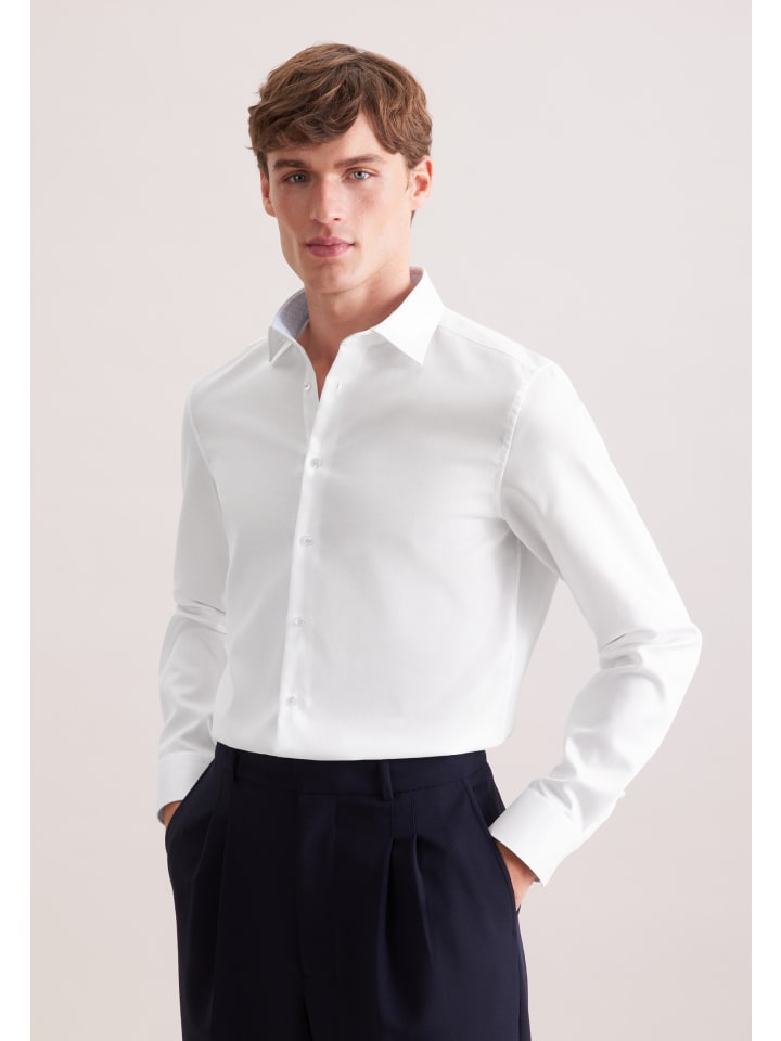 

Seidensticker Деловая рубашка приталенного кроя белого цвета