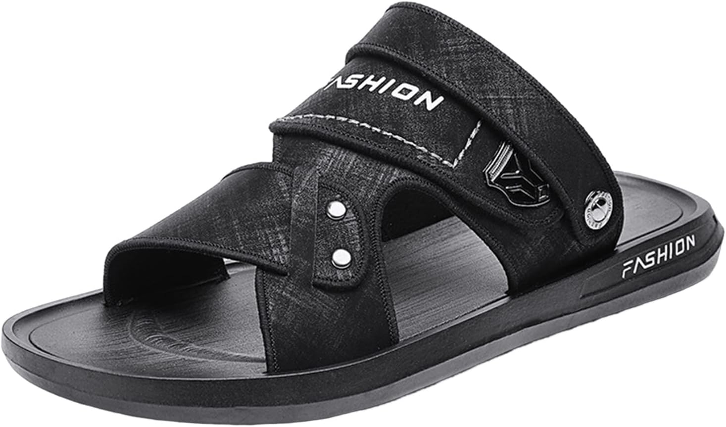 

Мужские сандалии CsgrFagr, плоские сандалии, тапочки двойного назначения, сандалии для пляжа, модные сандалии и мужские шлепанцы на кожаной подошве, размер 9 (черный, 42)