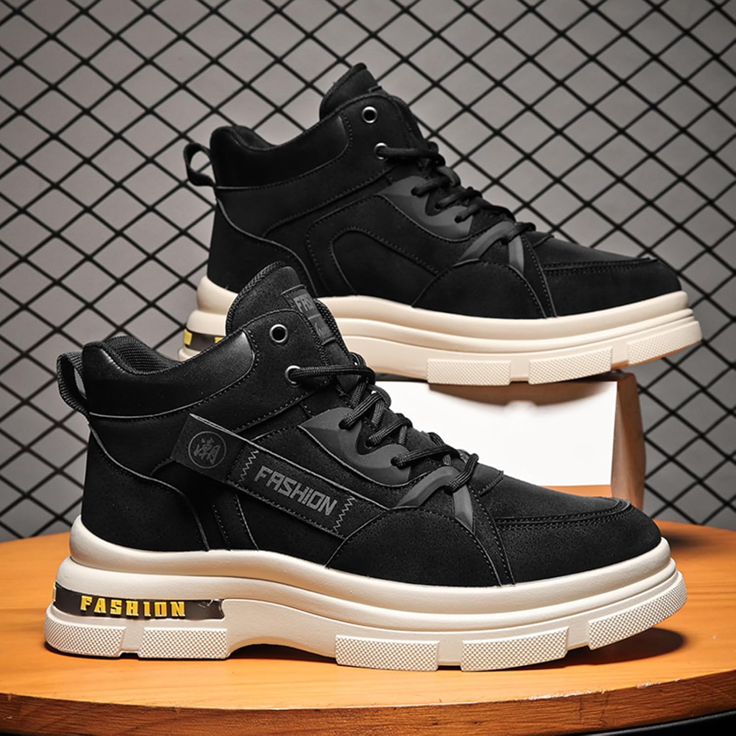 Мужские модные кроссовки, походные ботинки, повседневные спортивные обувь, кроссовки высокие для мужчин Spwagym, черный — фото 2