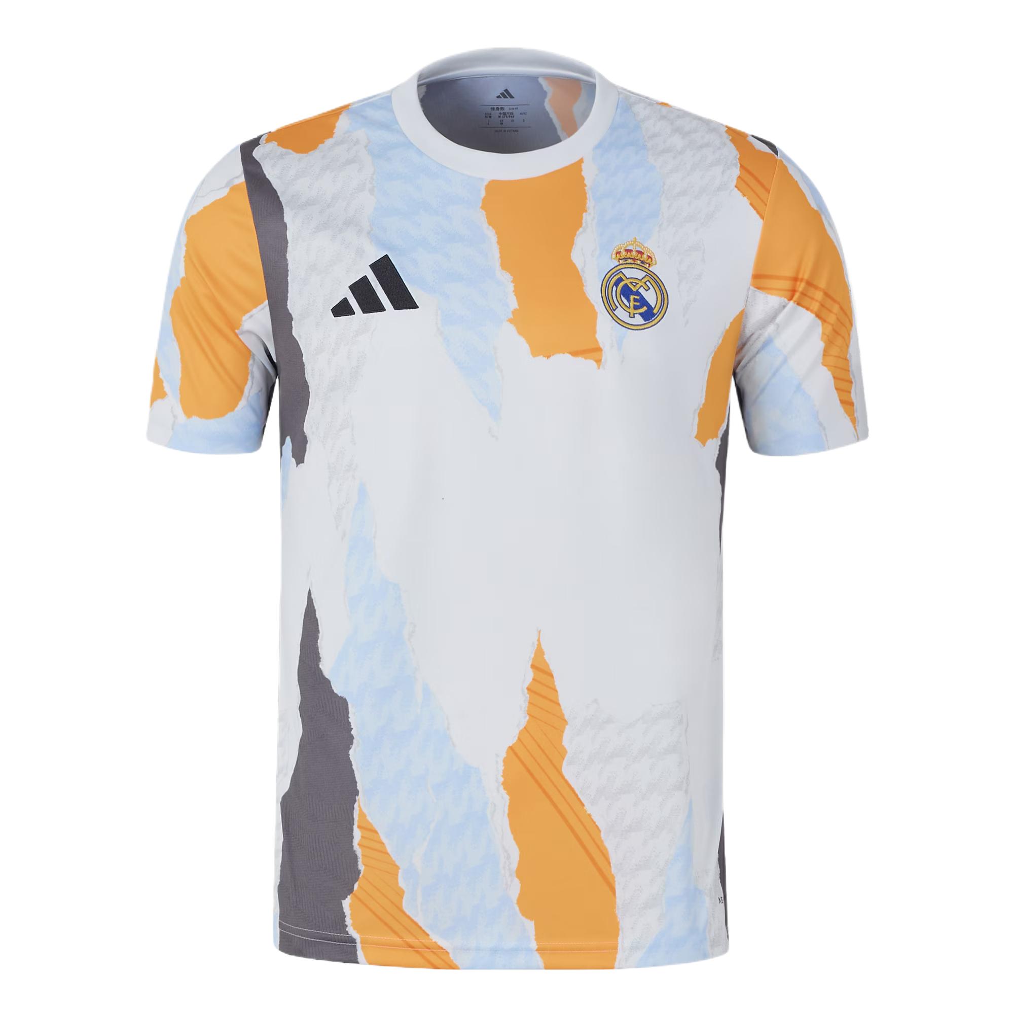 Футболка Adidas Real Madrid 24/25 предматчевая Белый/Темно-оранжевый желтый/Угольно-серый/Глянцевый синий — фото 2