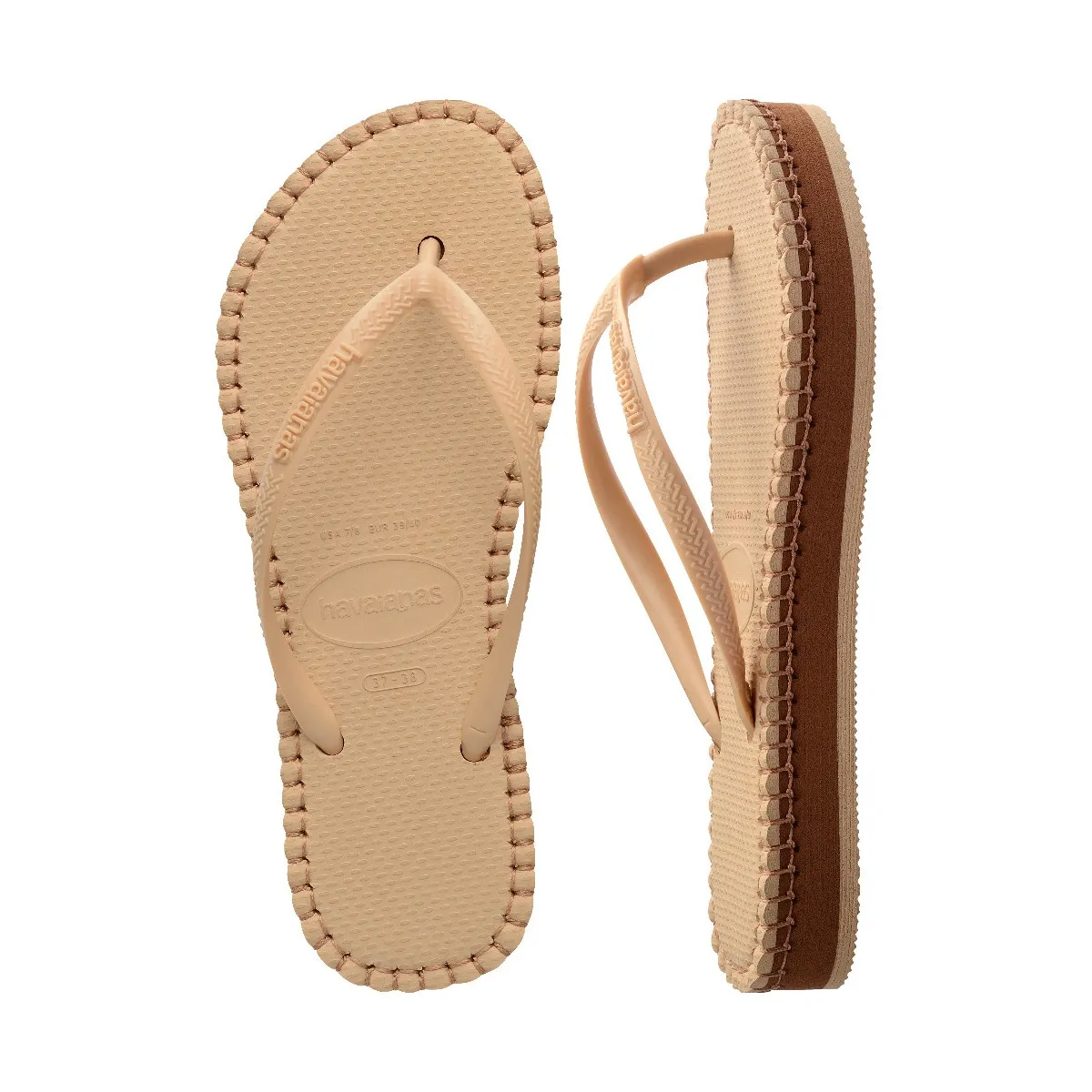 Женские шлепанцы Slim Flatform Loop золотого цвета 412 Havaianas — фото 2