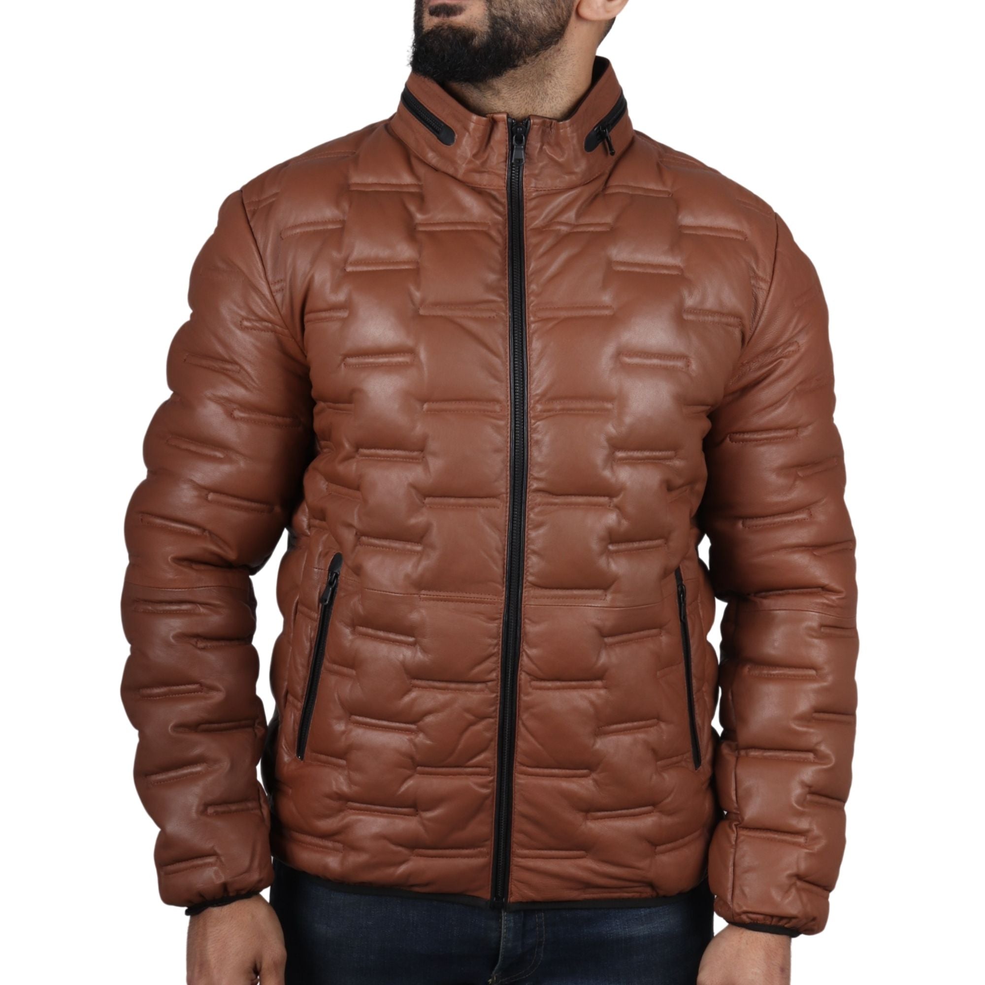 

Стеганая куртка из натуральной кожи длиной до талии TruClothing, цвет tan