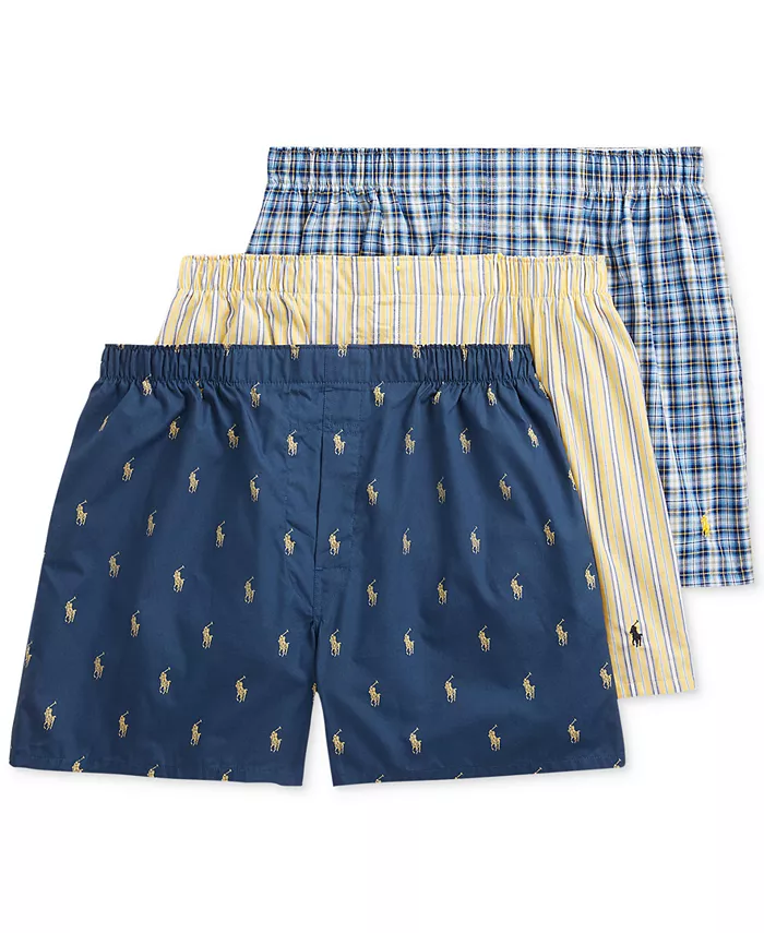 

Мужские классические хлопковые боксеры, 3 шт Polo Ralph Lauren, мультиколор
