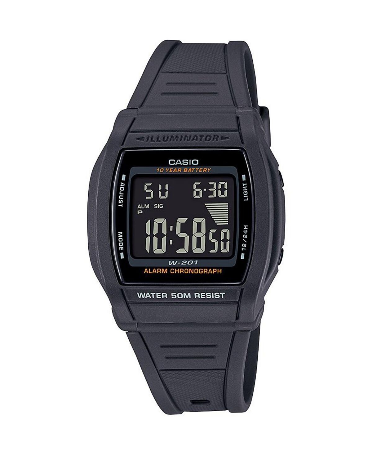 

Мужские цифровые кварцевые серые часы из смолы, 36 мм, W201-1BV Casio