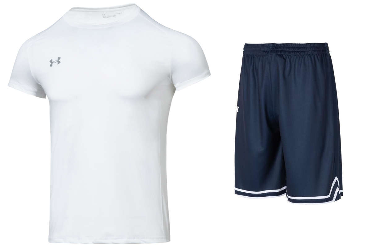 

Повседневный спортивный костюм мужской Under Armour, комплект (белая футболка + темно-синие шорты)