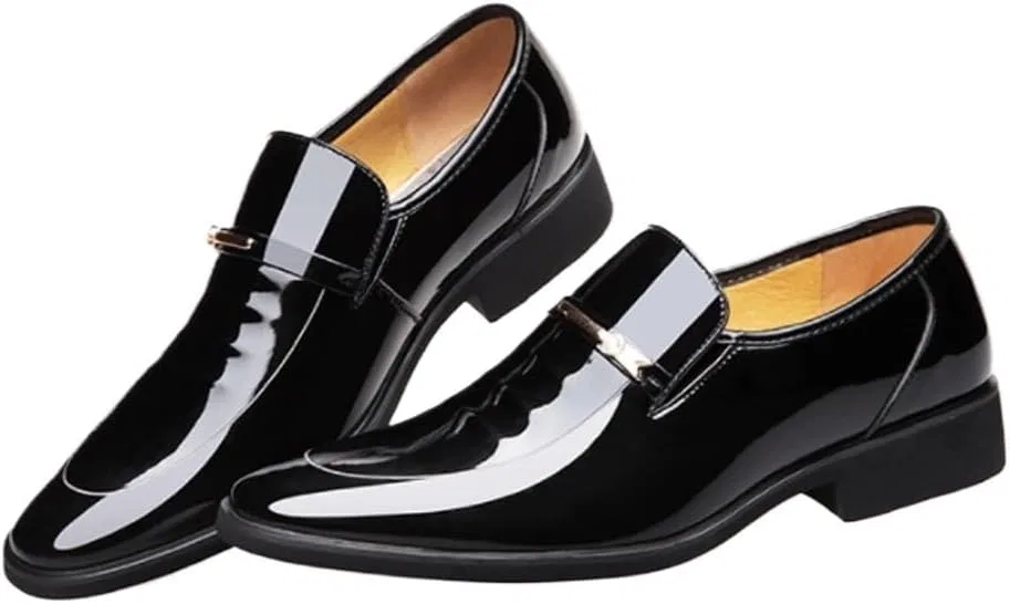 Лоферы кожаные Men's Dress Formal Shoes Black UOPYNE — фото 4