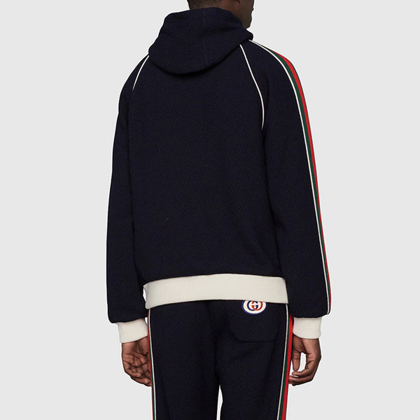 Куртка wool jersey jacket with web 'blue' Gucci, синий — фото 4