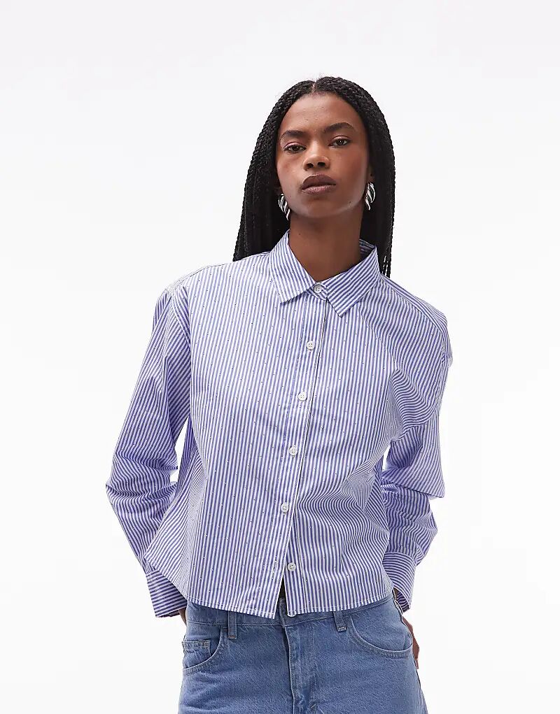 

Укороченная рубашка Levi's Harlie в синюю полоску с отделкой по всей поверхности