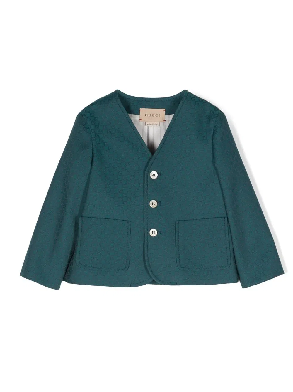 Кардиган из жаккардовой шерсти с монограммой Gucci Kids, зеленый