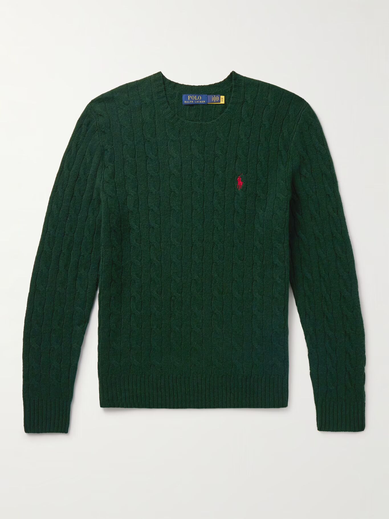 

Свитер из смеси шерсти и кашемира с косичной вязкой POLO RALPH LAUREN, зеленый
