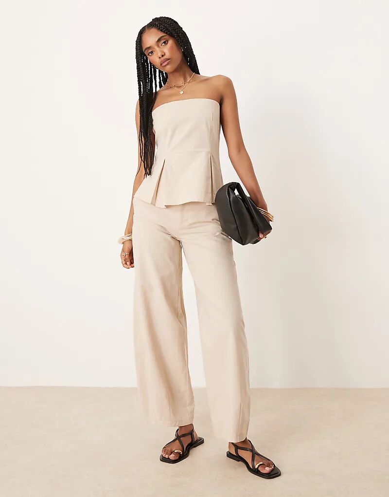 

Брюки-бочонки из льняной смеси ASOS DESIGN бежевого цвета