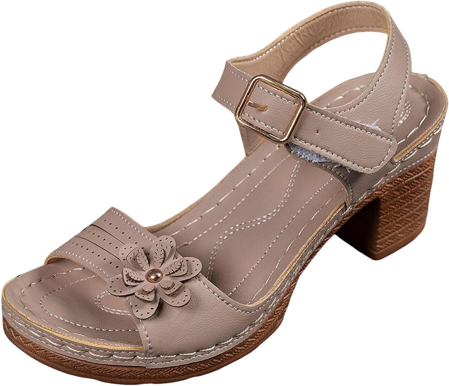 

Женские сандалии ZWRXW на платформе и танкетке с ремешком на щиколотке, открытым носком, цветочным узором и массивным каблуком, удобные сандалии для летнего повседневного и нарядного образа, серый