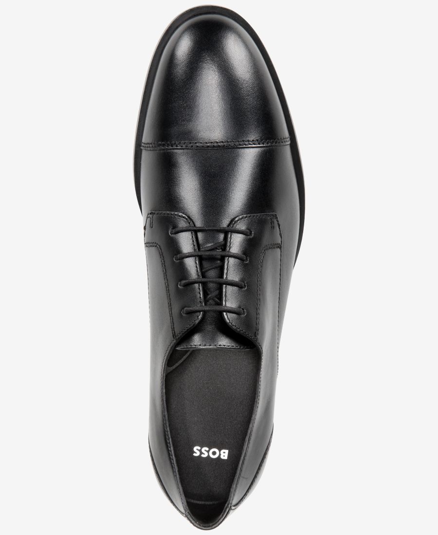 Мужские классические туфли-дерби BOSS by Colby с закругленным носком Hugo Boss, Black — фото 2