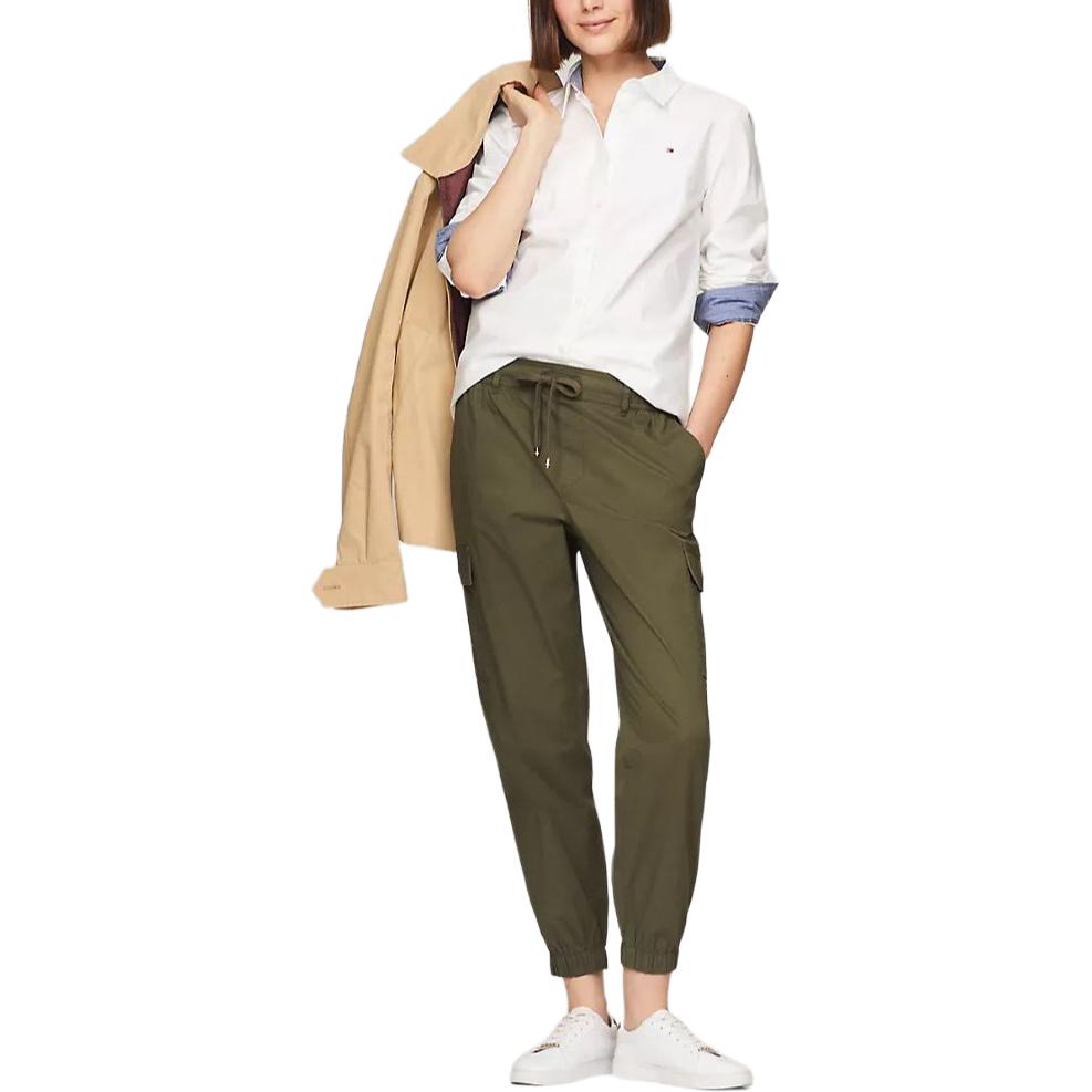 Обычная посадка эластичная оксфордская рубашка Women's Tommy Hilfiger, белый — фото 4
