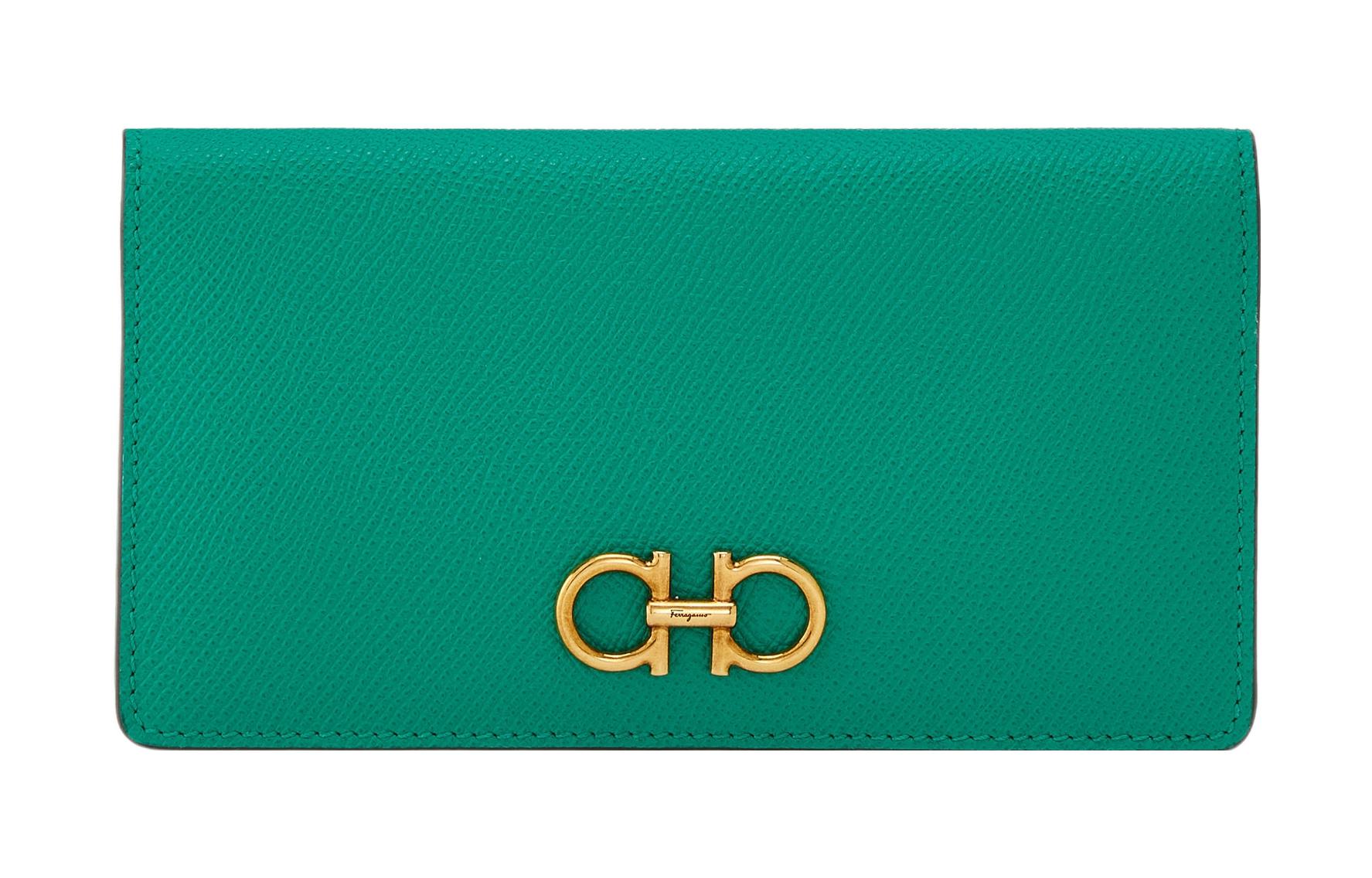 

Ferragamo Ганчини большой женский бумажник из зелёной кожи