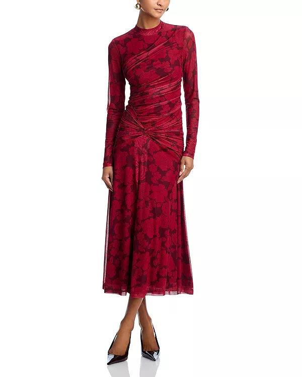 

Платье Селены с длинными рукавами и сборками Wayf, красный