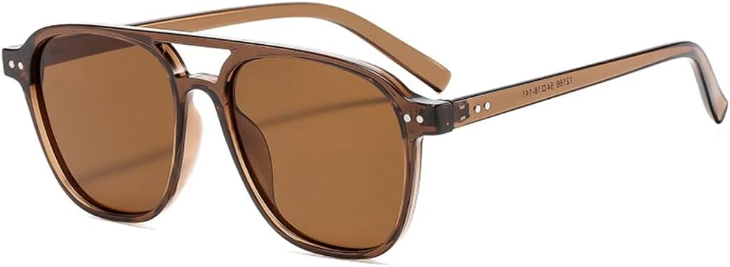 

Ретро-солнцезащитные очки с двойной перемычкой и заклепками для женщин, роскошные мужские очки для активного отдыха, велоспорта, защита от УФ-излучения UV400 TVTBBVV, Brown Brown