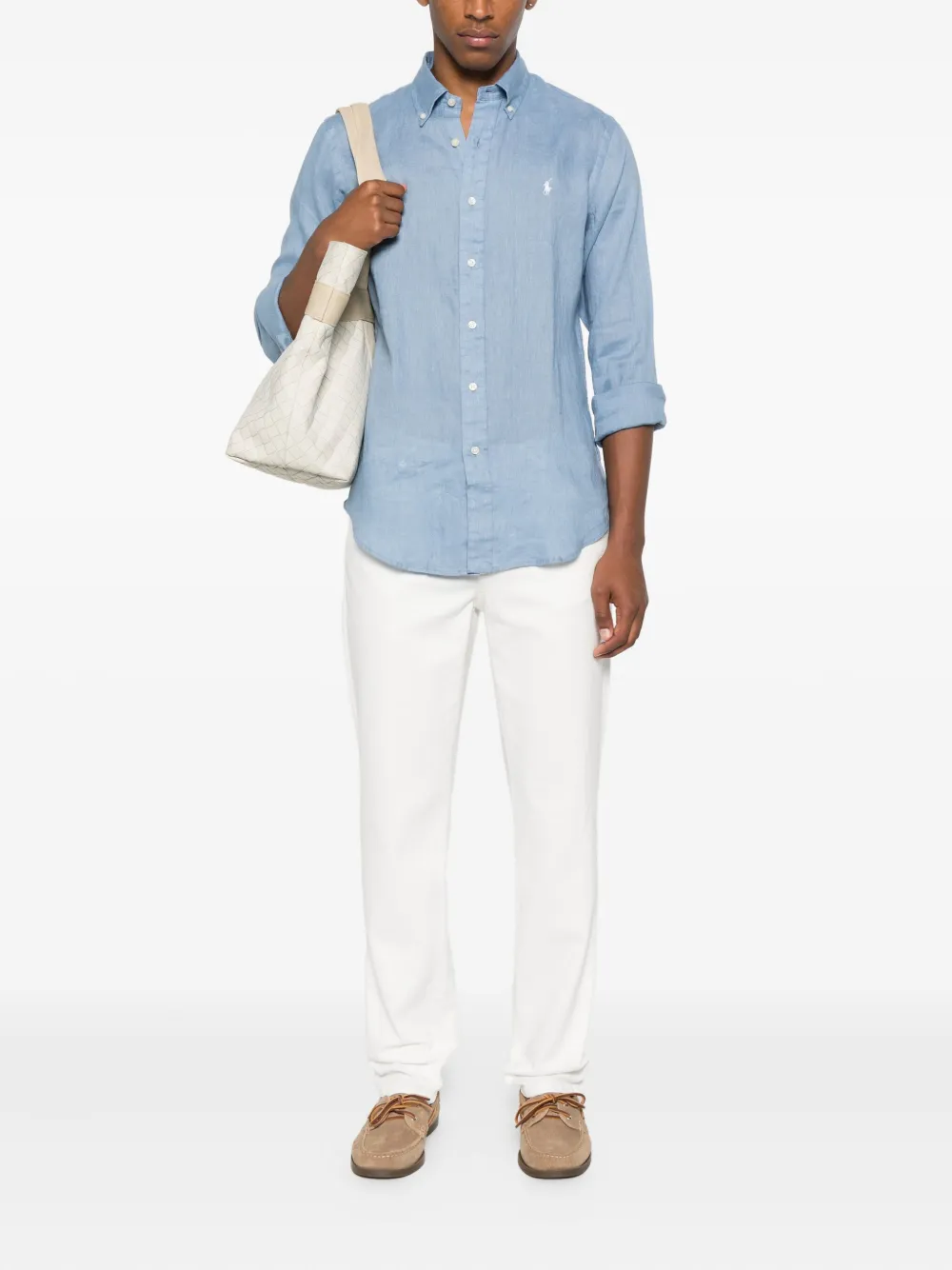 Льняная рубашка с длинными рукавами POLO RALPH LAUREN, синий — фото 2