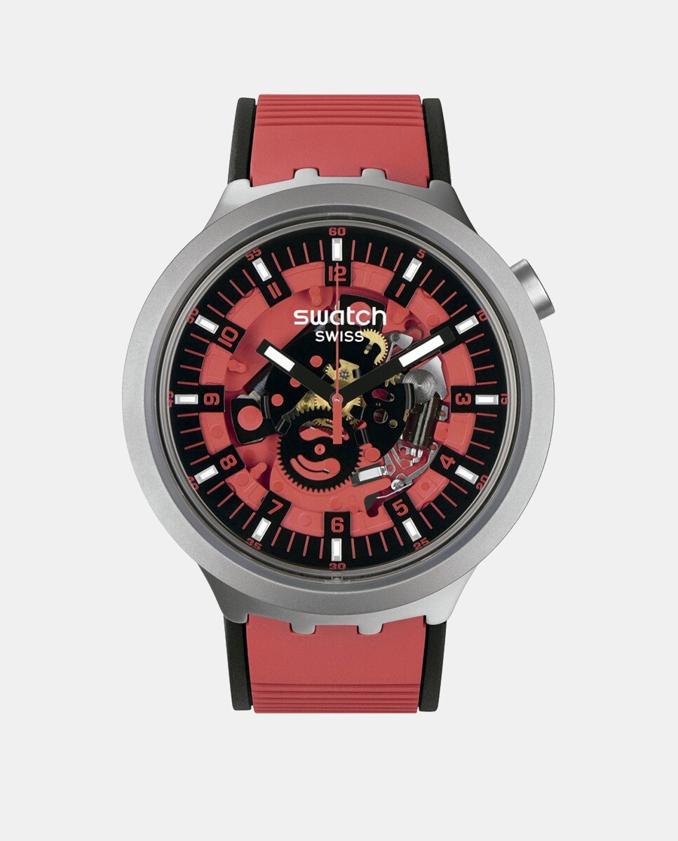 

Big Bold Irony SB07S110 Красные резиновые мужские часы Swatch, красный